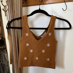 Brown Knit Sleeveless Top
